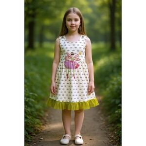 LaJenns Girls Fairy Dress Green Embroidered Knee Length 10 luxury tulle boutique